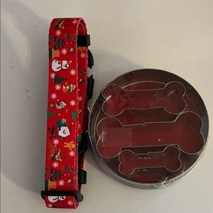 Festive Red Dog Collar and Bone Cookie Cutter Set